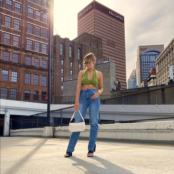 Olive Wrap Halter Top - Picture 7 of 8